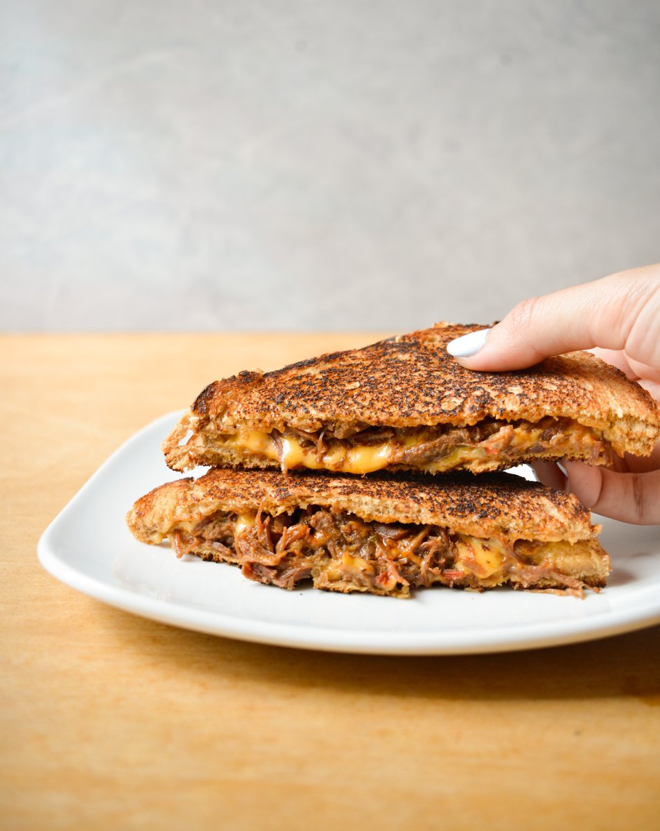 Shredded beef grilled cheese